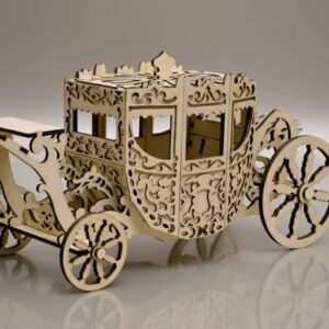 Riproduzione artistica di una carrozza in stile portoghese del XVII secolo. Disegno computerizzato e realizzazione con taglio laser. Disponibile anche download digitale dei files di taglio
